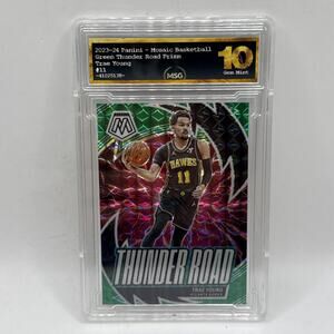 2023-24 Panini Mosaic Trae Young Thunder Road Green Prizm Graded 10 Gem Mint NBA